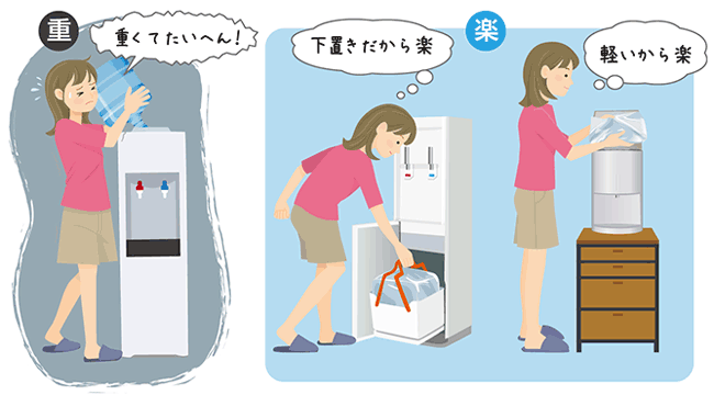 水の交換をしている女性